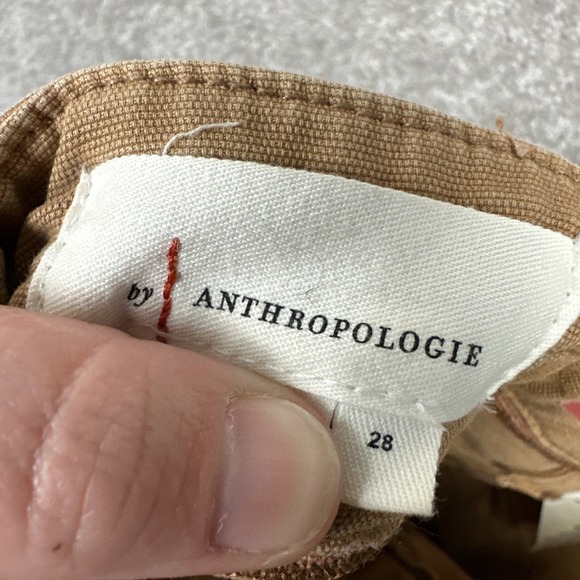 Anthropologie The Wanderer Beaded Flower Embroidered Brown Pants Size 28 - Picture 3 of 8